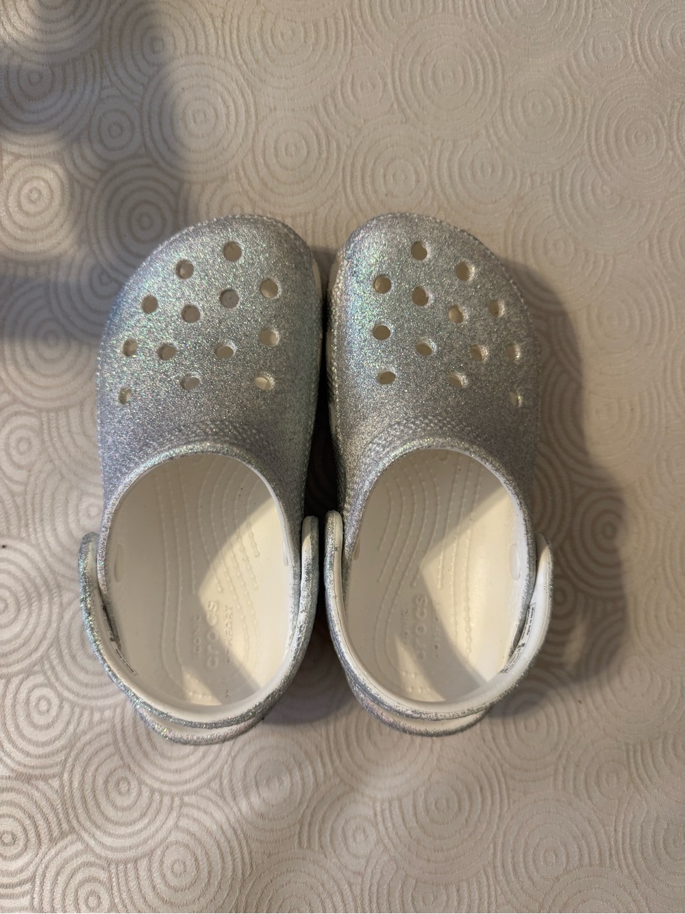 11T Silver Glitter Clogs - Crocs Style
